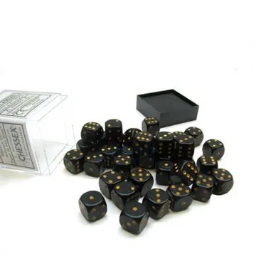 Chessex Opaque Black with Gold 12mm D6 (36 Dice) - image of product number: 1