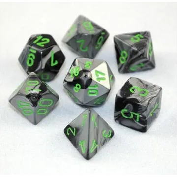 Chessex Gemini Black Grey with Green 7-Dice Set - slika proizvoda pod brojem: 1