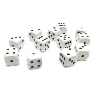 Chessex Opaque White with Black 16mm D6 Dice Block (12 Dice) - image of product number: 1