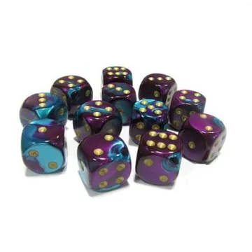 Chessex Gemini Purple Teal with Gold 16mm D6 (12 Dice) - slika proizvoda pod brojem: 1