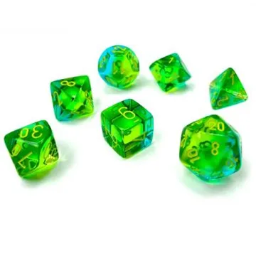 Chessex Gemini Translucent Green-Teal with Yellow 7-Dice Set - slika proizvoda pod brojem: 1