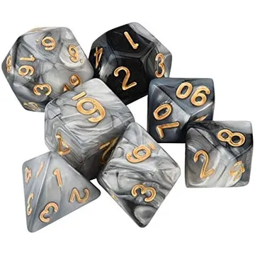 Kaissa Dual Black White with Gold 7-Dice Set - slika proizvoda pod brojem: 1