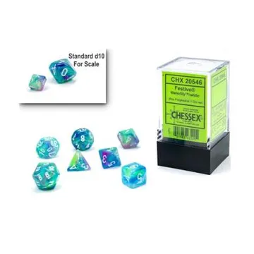 Chessex Mini Festive Waterlily with White 7-Dice Set - slika proizvoda pod brojem: 1