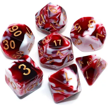 Kaissa Dual Red White with Gold 7-Dice Set - slika proizvoda pod brojem: 1