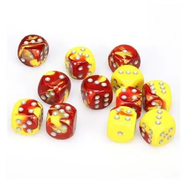 Chessex Gemini Red Yellow with Silver 16mm D6 (12 Dice) - slika proizvoda pod brojem: 1