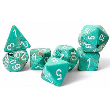 Chessex Marble Mega-Hedral Oxi-Copper Polyhedral 7-Die Set - image of product number: 1