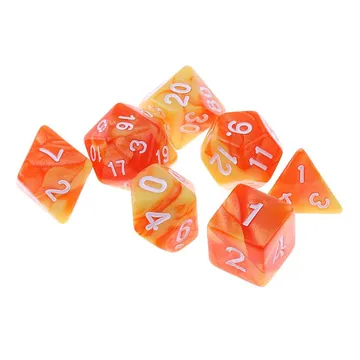 Kaissa Dual Red Yellow with White 7-Dice Set - image of product number: 1