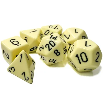 Chessex Opaque Pastel Yellow/Black Polyhedral 7-Die Set - slika proizvoda pod brojem: 1