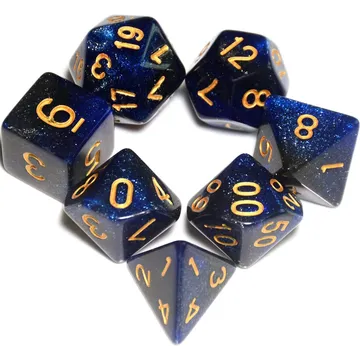 Kaissa Starry Blue Black with Gold 7-Dice Set - image of product number: 1