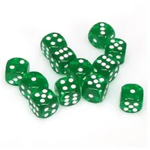 Recommended product: Chessex Translucent Green with White 16mm D6 (12 Dice)