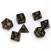 Recommended product: Chessex Opaque Black with Gold