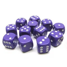 Recommended product: Chessex Opaque Purple with White 16mm D6 Dice Block (12 Dice)