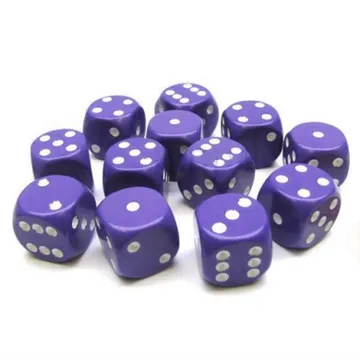 Chessex Opaque Purple with White 16mm D6 Dice Block (12 Dice) - slika proizvoda pod brojem: 1