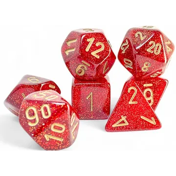 Chessex Glitter Mega-Hedral Ruby Polyhedral 7-Die Set - slika proizvoda pod brojem: 1