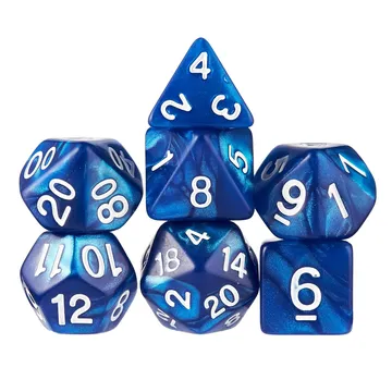Kaissa Marble Blue with White 7-Dice Set - image of product number: 1