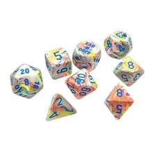 Recommended product: Chessex Festive Kaleidoscope with Blue 7-Dice Set (Lab Dice)