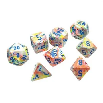 Chessex Festive Kaleidoscope with Blue 7-Dice Set (Lab Dice) - slika proizvoda pod brojem: 1