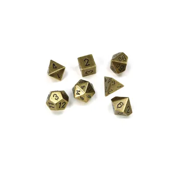 Chessex Solid Metal Old Brass Polyhedral 7-Die Set - slika proizvoda pod brojem: 1