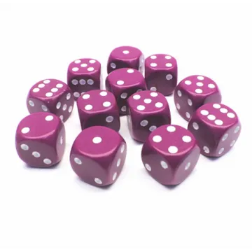 Chessex Opaque Light Purple with White 16mm D6 Dice Block (12 Dice) - image of product number: 1